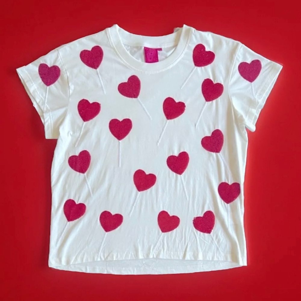 ♥️Queen Of Sparkles S Sequined Heart Lollipop Tee EUC